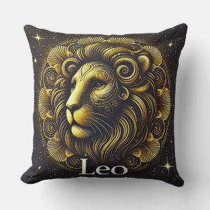 Goldenes Löwensymbol, das Stärke darstellt, Zodiac Kissen