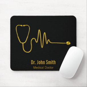 Goldenes Luxus-Stethoskop EKG-Welle EKG-Linie Medi Mousepad