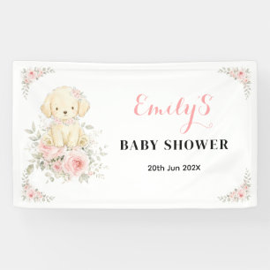Goldenes Mädchen Baby Shower Retriever Welpen Flor Banner