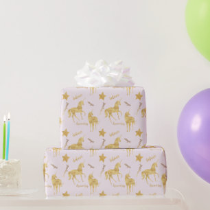 Goldenes magisches Einhorn Geburtstag Geschenkpapier