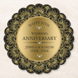 Goldenes Mandala 50. Goldhochzeit Untersetzer