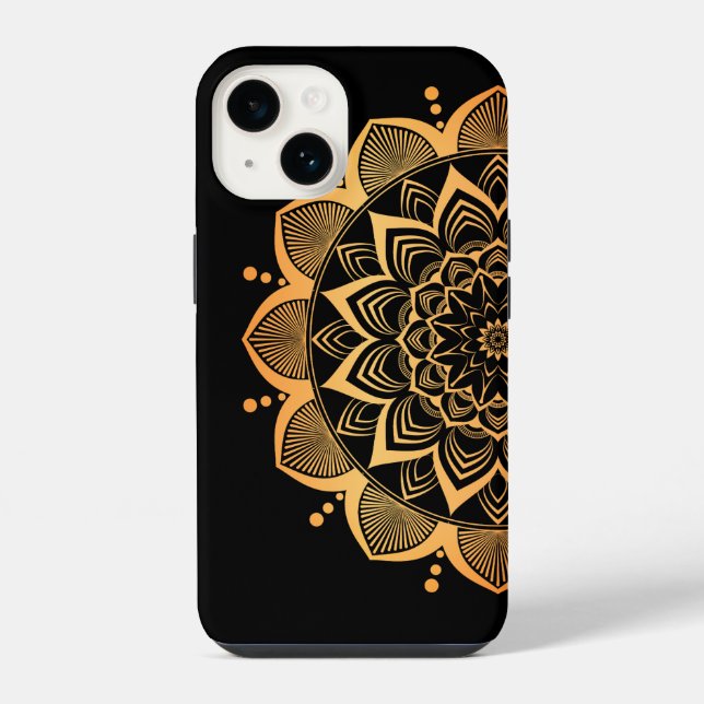 Goldenes Mandala-Design iPhone Hülle (Rückseite)