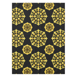 Goldenes Mandala-Design mit symmetrischen Mustern Tischdecke