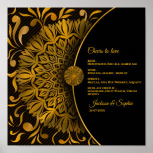 Goldenes Mandala klassisches elegantes Getränkemen Poster