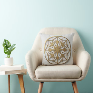 Goldenes Mandala-Medaillon Elegantes Kissen
