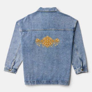 Goldenes Mandala mit Perlen und Diamanten Jeansjacke