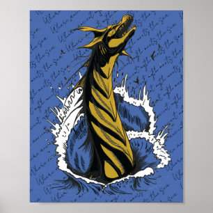Goldenes Meer-Monster-Schlangen-Ozeanwellen-Poster Poster