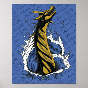 Goldenes Meer-Monster-Schlangen-Ozeanwellen-Poster Poster