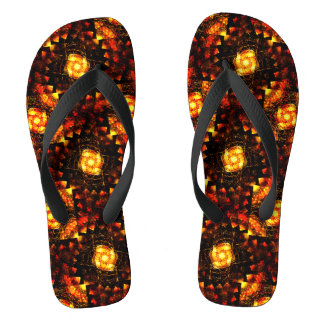 Goldenes modernes Boho-elegantes abstraktes Kunstm Flip Flops