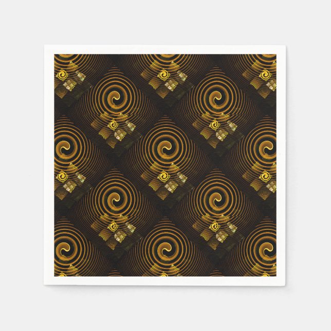 Goldenes modernes Boho-elegantes abstraktes Kunstm Serviette (Vorderseite)