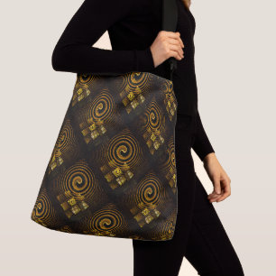 Goldenes modernes Boho-elegantes abstraktes Kunstm Tragetaschen Mit Langen Trägern