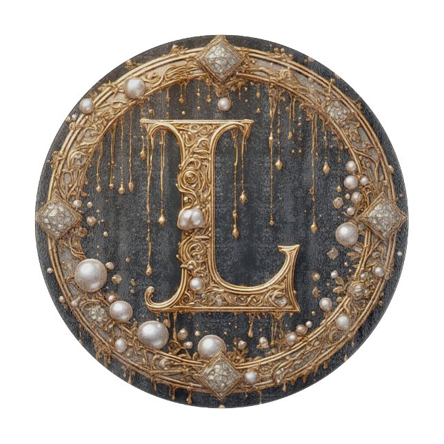 Goldenes Monogramm Anfangsbuchstabe L Schneidebrett (Vorderseite)
