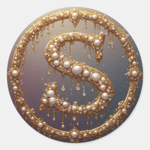 Goldenes Monogramm Anfangsbuchstabe S Runder Aufkleber