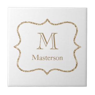 Goldenes Monogramm Anfangsname Weißgold Trend Fliese