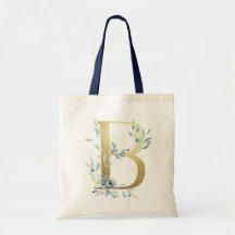 Goldenes Monogramm Buchstabe B Blaue Wasserfarbe B