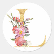 Goldenes MONOGRAMM Buchstabe L mit Blumen