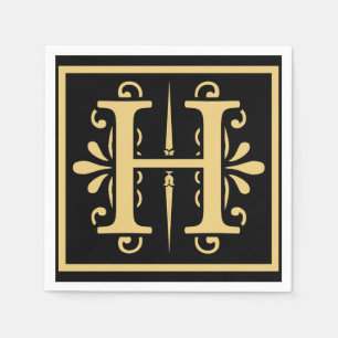 Goldenes Monogramm des Anfangsbuchstabe-H Serviette