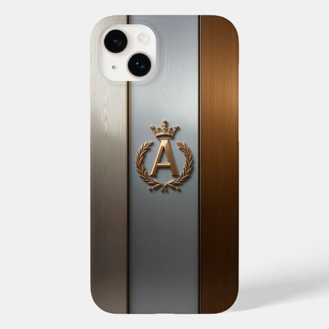 Goldenes Monogramm-Emblem A Case-Mate iPhone Hülle (Rückseite)