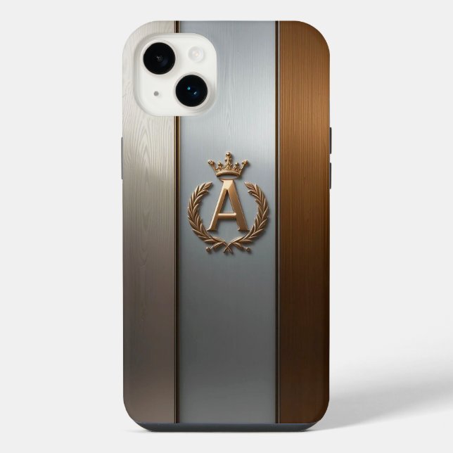Goldenes Monogramm-Emblem A iPhone Hülle (Rückseite)