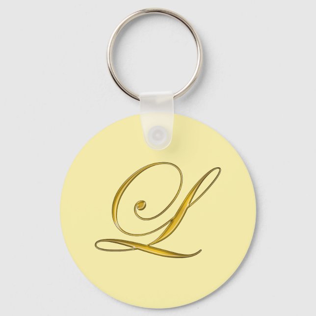 Goldenes Monogramm L angepasst Schlüsselanhänger (Vorderseite)