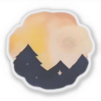 Goldenes Morgengrauen über waldbewaldeten Silhouet Aufkleber
