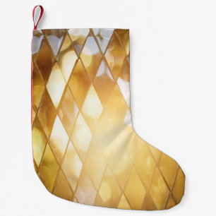 Goldenes Mosaik: Glass-Effekt. Kleiner Weihnachtsstrumpf
