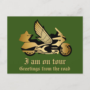 Goldenes Motorrad Golden Gruß Postkarte