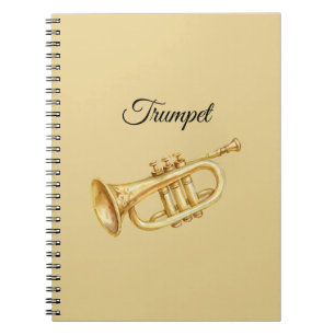 Goldenes Musikinstrument Trompete Notizblock