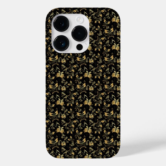 Goldenes Muster 15 bwx4. schwarze BG Case-Mate iPhone Hülle (Rückseite)