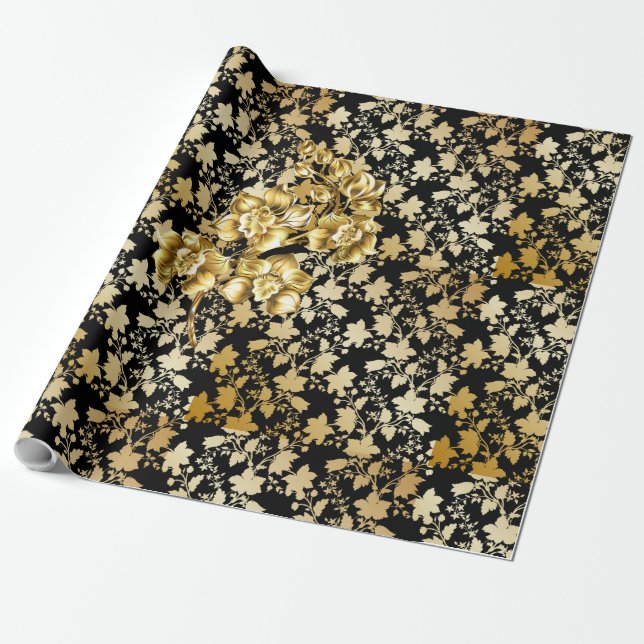 Goldenes Muster 21,bw. Black BG Geschenkpapier (Ungerollt)