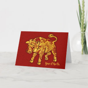 goldenes Musterjahr des OX Feiertagskarte