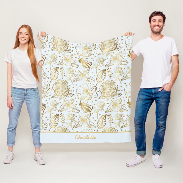 Goldenes, nahtloses Muster personalisiert Fleecedecke (Beispiel)