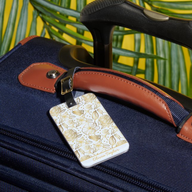 Goldenes, nahtloses Muster personalisiert Gepäckanhänger (Vorderseite Insitu 1)