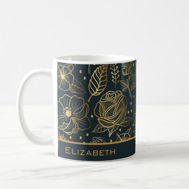 Goldenes, nahtloses Muster personalisiert Kaffeetasse (Links)