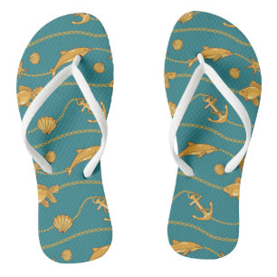 Goldenes Nautikmuster Flip Flops
