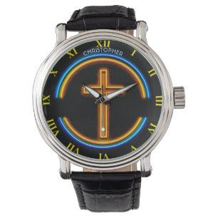 Goldenes Neon glühender psychedelischer Armbanduhr