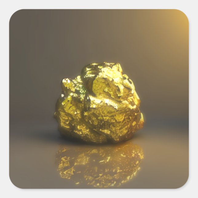 Goldenes Nugget Quadratischer Aufkleber (Vorderseite)