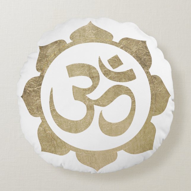 Goldenes Ohm Rundes Kissen (Vorderseite)