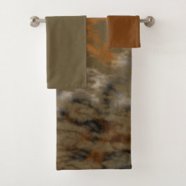 Goldenes Olive Abstrakt Badhandtuch Set