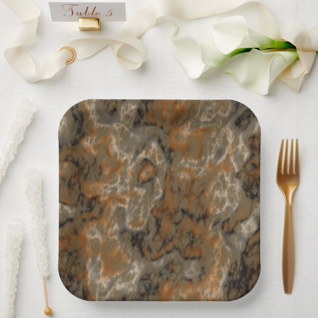 Goldenes Olive Abstrakt Pappteller (Hochzeit)