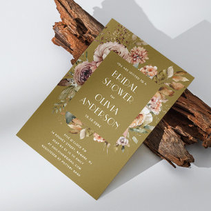 Goldenes Olive Brautparty   Rustikaler Boho Garden Einladung