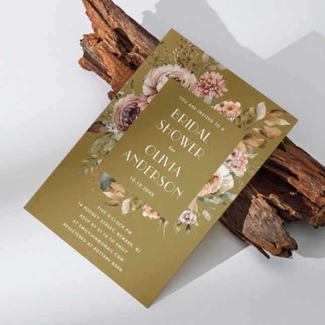 Goldenes Olive Brautparty | Rustikaler Boho Garden Einladung (Von Creator hochgeladen)