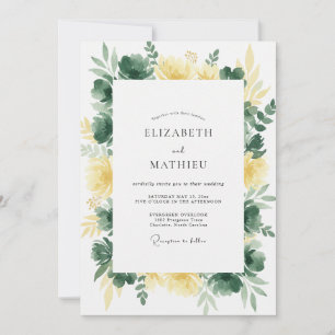 Goldenes Olivenlaub-Eukalyptus-Hochzeit Einladung