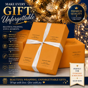 Goldenes Orange Feiertags-Verpackungspapier Geschenkpapier