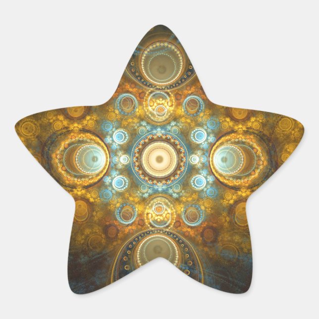 Goldenes orientalisches Design Stern-Aufkleber (Vorderseite)