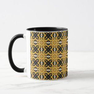 Goldenes Ornament auf Schwarz Tasse