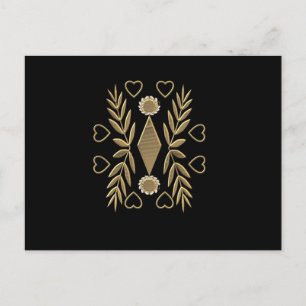 Goldenes Ornament auf schwarzem Gewand Postkarte