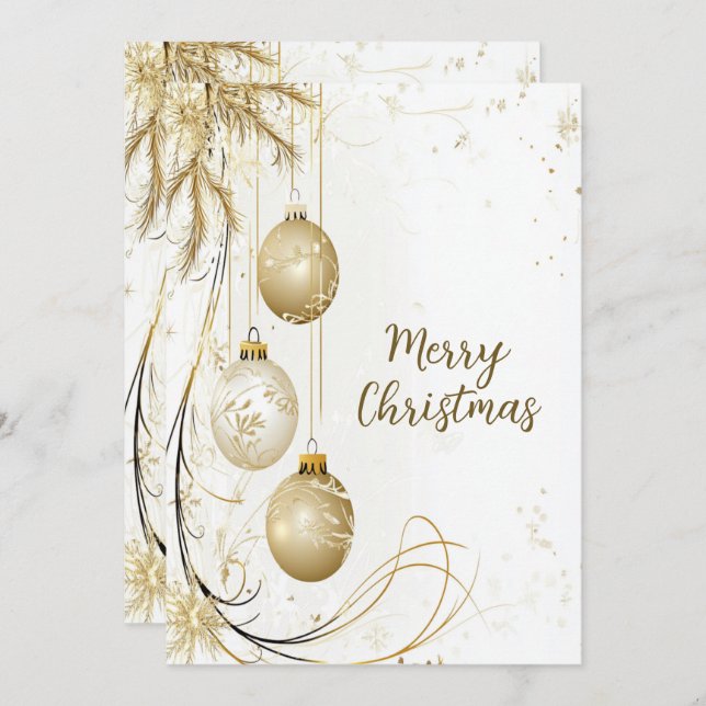 Goldenes Ornament Party Feiertagskarte (Vorne/Hinten)