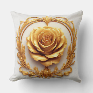 Goldenes Ornament-Rosendesign Kissen