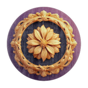 Goldenes, ornamentales Blumenmedaillon-Design Schneidebrett